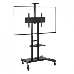 high load bearing double column audio-visual mobile tv stand trolley cart