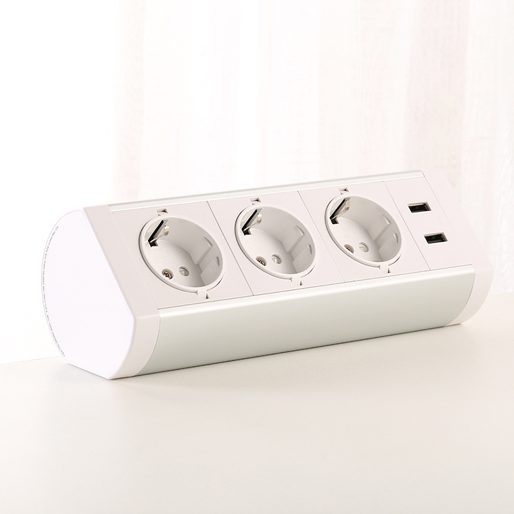 tabletop mounted socket clamp on desktop power socket with dual usb charger