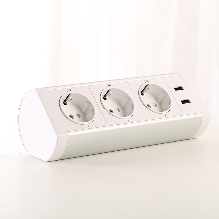 tabletop mounted socket clamp on desktop power socket with dual usb charger