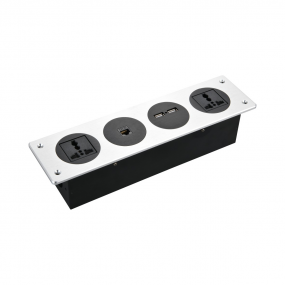 Aluminum panel plate desk mounted power socket