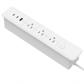 Furniture Flush Mount Power Strip with 3 USB Ports (2 USB-C)