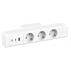 3 AC Outlets 65W USB Removable Under Desk Power Socket